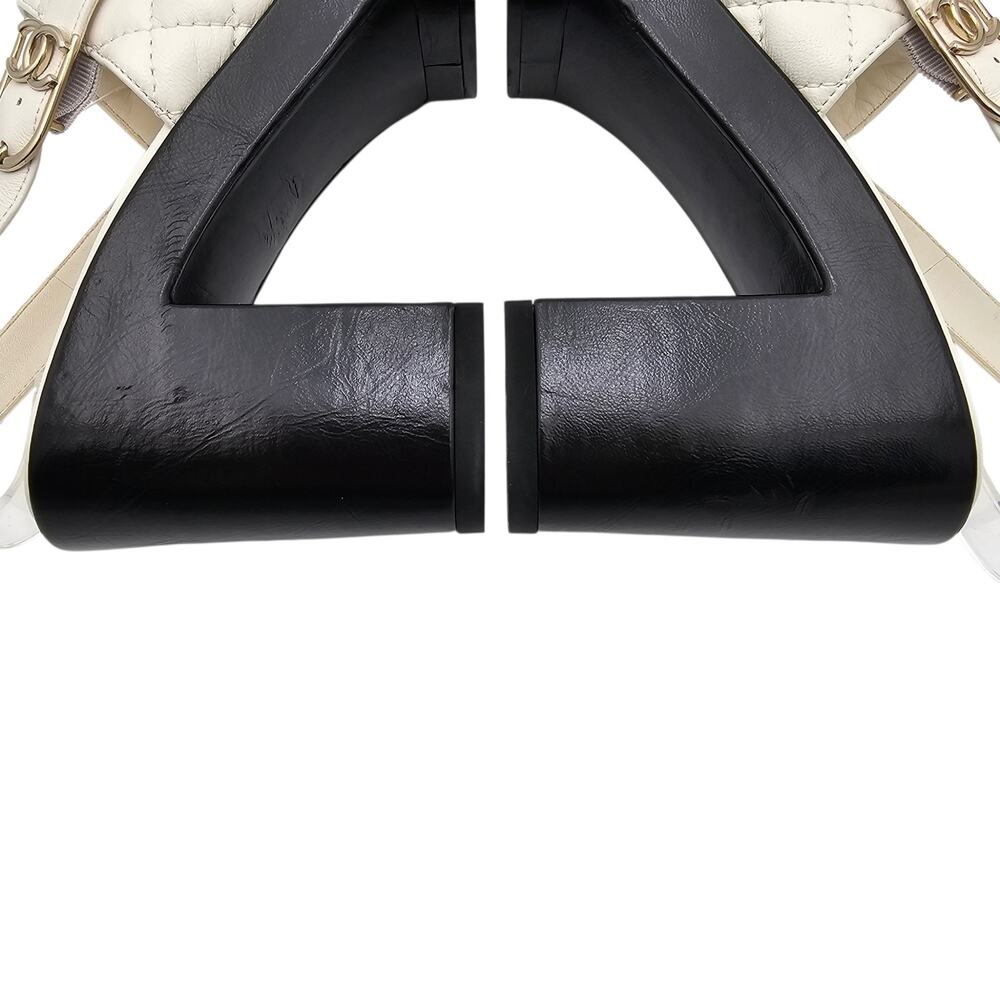 Chanel CC White Quilted Leather Heel Platform Slingback Sandal Size 38.5 7.5 8 - Picture 9 of 15